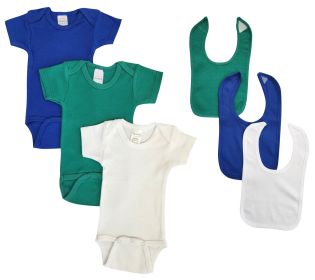 Unisex Baby 6 Pc Onezies (Color: Blue/Green, size: medium)