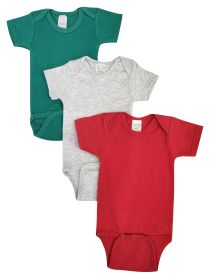 Unisex Baby 3 Pc Onezies (Color: Green/Grey/Red, size: medium)