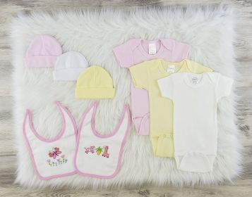 8 Pc Layette Baby Clothes Set (Color: Pink/Yellow/White, size: large)