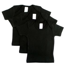 Black Short Sleeve Lap Shirt (Pack of 3) (Color: black, size: 45644)