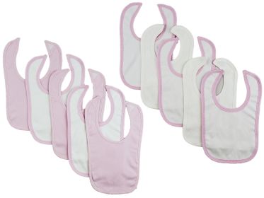 10 Baby Bibs (Color: Pink/White, size: One Size)