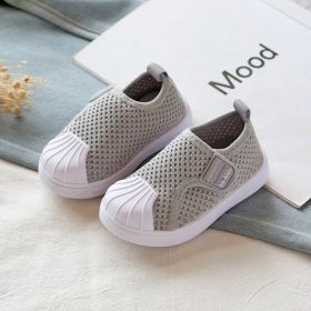 Girls Boys Casual Shoes Spring Infant Toddler Shoes Comfortable Non-slip Soft Bottom Children Sneakers Baby Kids Shoes (Option: Gray-27)