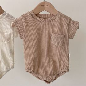 Children'S Clothing T-Shirt Summer Baby Clothes Solid Color Triangle Bag Fart Baby Romper-Loose Short-Sleeved Casual Children'S Pants (Option: Dark pink romper-XL)