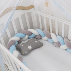 Baby Bumper Bed Braid Knot Pillow Cushion Bumper for Infant cuna Bebe lit Crib Protector Cot Bumper Room Decor (Option: Grey and sky blue-1M)