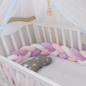 Baby Bumper Bed Braid Knot Pillow Cushion Bumper for Infant cuna Bebe lit Crib Protector Cot Bumper Room Decor (Option: White pink purple-4M)