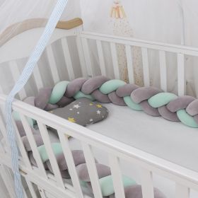 Baby Bumper Bed Braid Knot Pillow Cushion Bumper for Infant cuna Bebe lit Crib Protector Cot Bumper Room Decor (Option: Grey Grey Blue-3M)