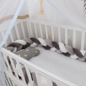 Baby Bumper Bed Braid Knot Pillow Cushion Bumper for Infant cuna Bebe lit Crib Protector Cot Bumper Room Decor (Option: Grey and dark grey-4M)