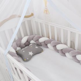Baby Bumper Bed Braid Knot Pillow Cushion Bumper for Infant cuna Bebe lit Crib Protector Cot Bumper Room Decor (Option: Grayish white-3M)