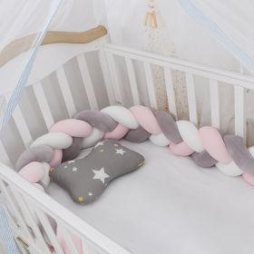 Baby Bumper Bed Braid Knot Pillow Cushion Bumper for Infant cuna Bebe lit Crib Protector Cot Bumper Room Decor (Option: Off white pink-2M)