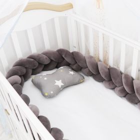 Baby Bumper Bed Braid Knot Pillow Cushion Bumper for Infant cuna Bebe lit Crib Protector Cot Bumper Room Decor (Option: Dark grey-4M)