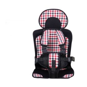 Infant Safe Seat Mat Portable Baby Safety Seat Children's Chairs Updated Version Thickening Sponge Kids Car Stroller Seats Pad (Option: Red lattice)