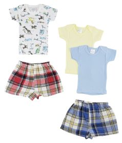 Infant Girls T-Shirts and Boxer Shorts (Color: White/Blue, size: medium)