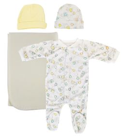 Unisex Newborn Baby 5 Pc Layette Sets (Color: yellow, size: large)
