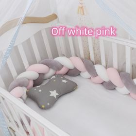 Baby Bumper Bed Braid Knot Pillow Cushion Bumper for Infant cuna Bebe lit Crib Protector Cot Bumper Room Decor (Option: Off white powder-4M)