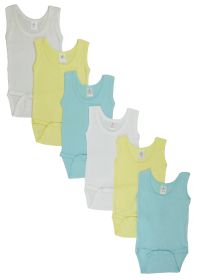 Boys Tank Top Onezies 6 Pack (Color: Blue/Yellow/White, size: small)