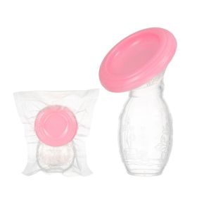 100ml Silicone Manual Control Breast Pump Breast Milk Collector Fixer Neonatal Nursing Pump Baby Breastfeeding Bottle (Color: pink)