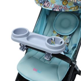 Baby Stroller Snack Tray With Cup Feeding Bottle Holder Non Slip Organizer (Color: grey)