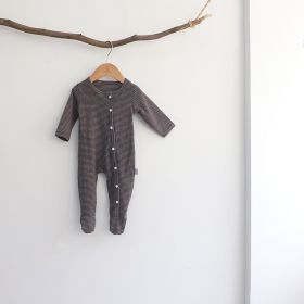 Single-breasted Striped Socks Climbing Suit (Option: Dark Brown-90cm)