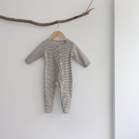 Single-breasted Striped Socks Climbing Suit (Option: Beige-90cm)